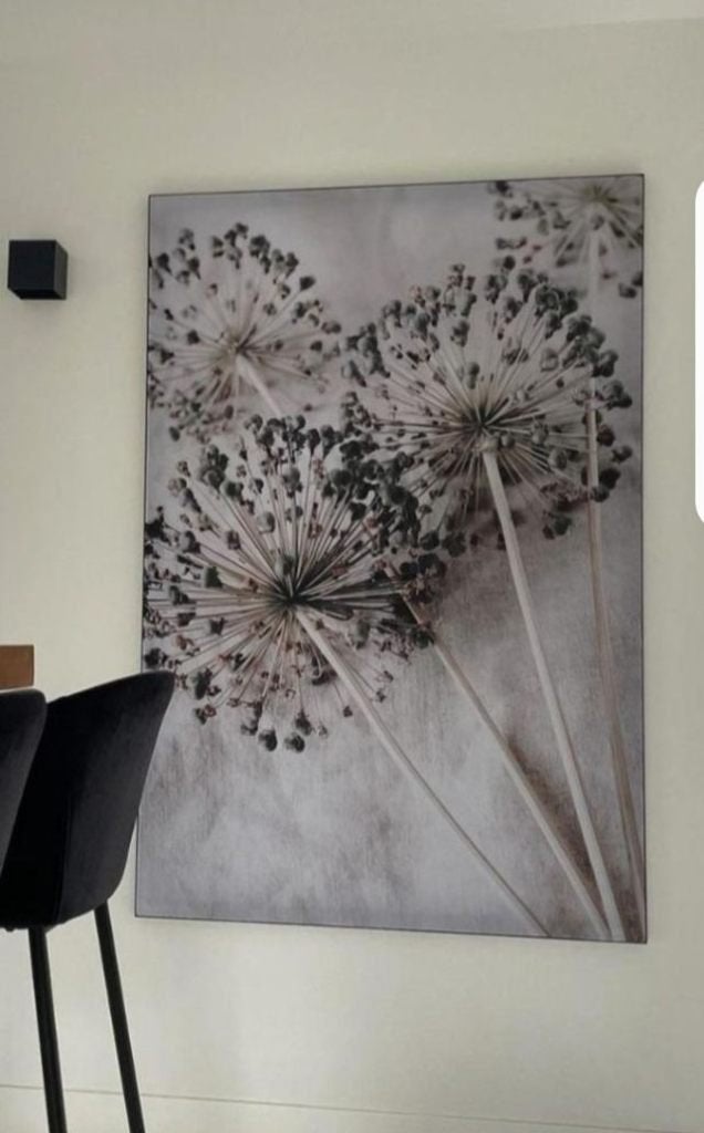 Allium Flowers Luxe ArtFrame – Wisseldoek 135x150 cm, Geluiddempend, Schilderij, Meerkleurig, Textiel
