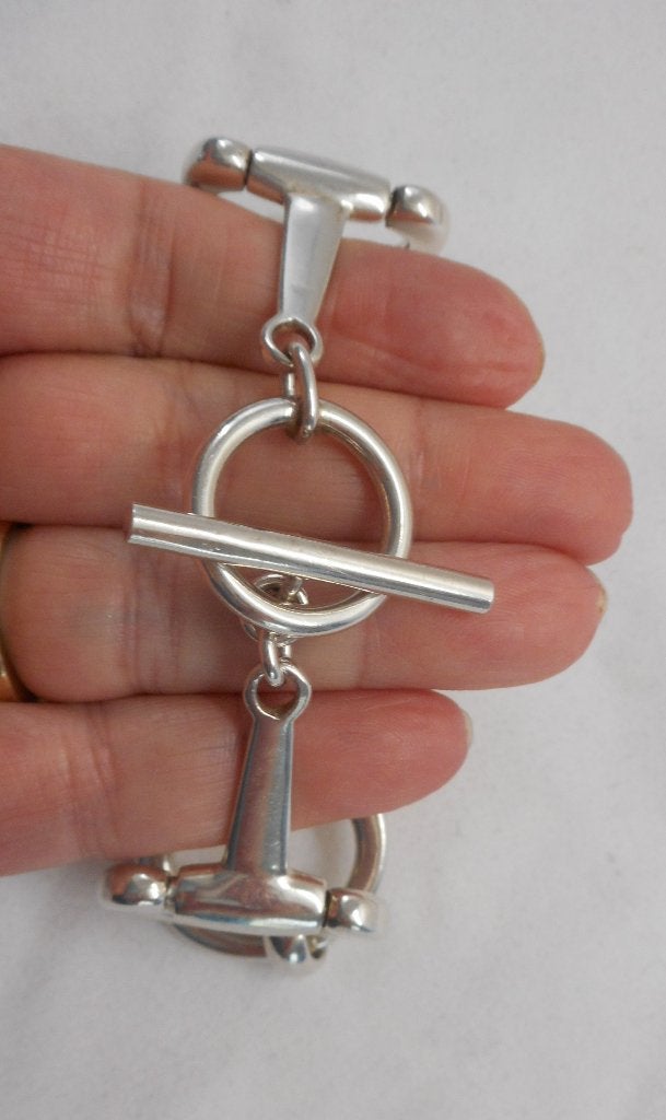 Zilveren massieve Paardenbit armband met staafslot nr.771, Verzenden, Zo goed als nieuw, Zilver, Zilver