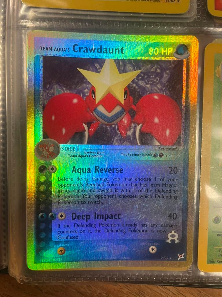 Team Aqua’s Crawdaunt Reverse Holo 2/95, Ophalen of Verzenden, Zo goed als nieuw