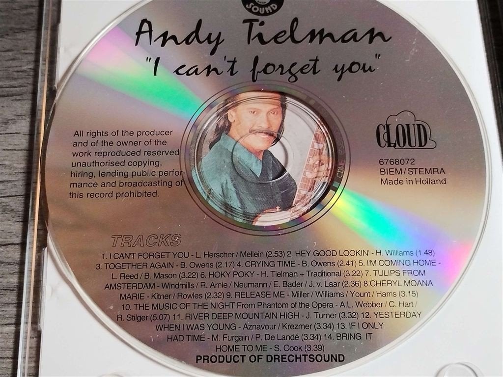 Andy Tielman – I Can't Forget You, Cd's en Dvd's, Ophalen of Verzenden, Gebruikt