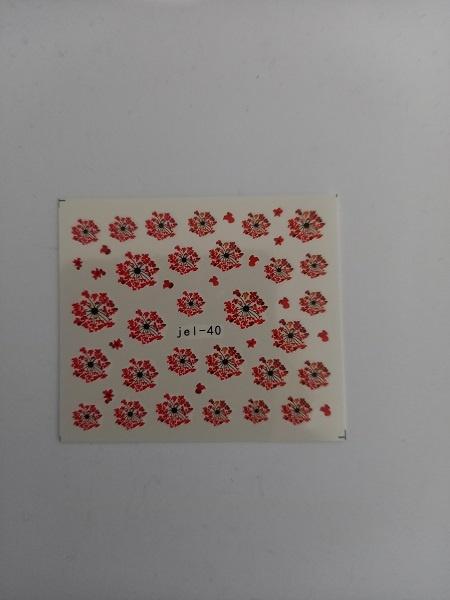 Velletje nagel water decals stickers jel-40 bloemetjes rood, Verzenden, Nieuw, Handen en Nagels, Toebehoren