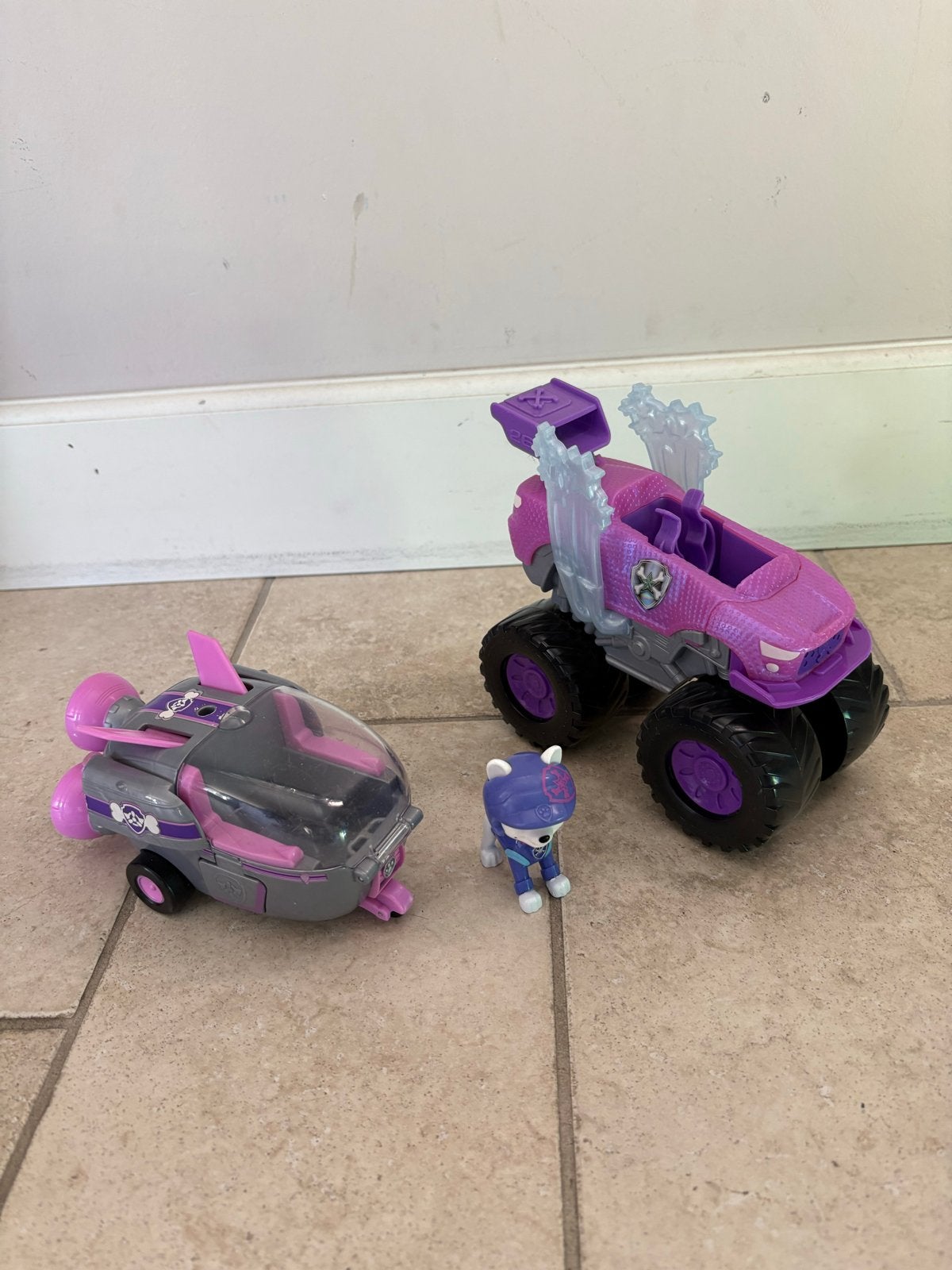 Paw Patrol Skye voertuigen set - Monster Truck & Jet, Ophalen of Verzenden, Gebruikt
