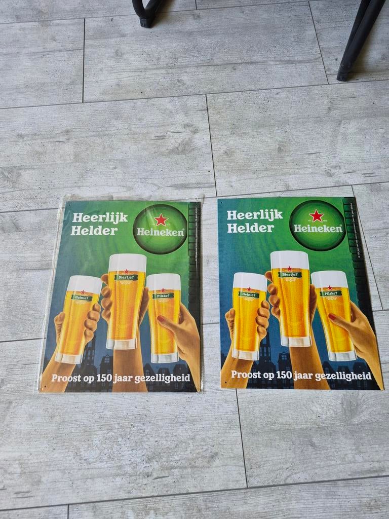 Reclamebord Heineken 40x30 reclame bord mancave, Verzamelen, Ophalen of Verzenden, Reclamebord, Plaat of Schild, Heineken