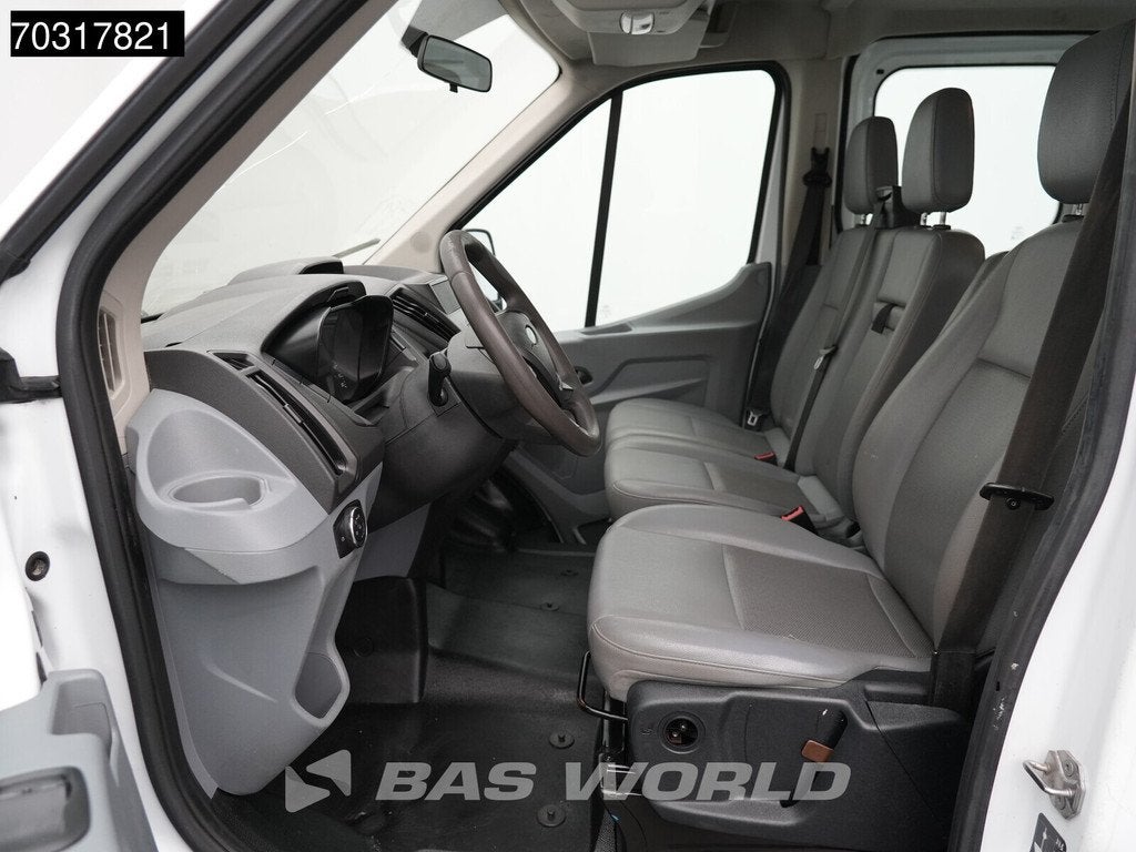 Ford Transit 130pk Dubbel Cabine Open Laadbak Euro6 Pritsche, Auto's, Euro 6, 4 cilinders, Wit, Leder