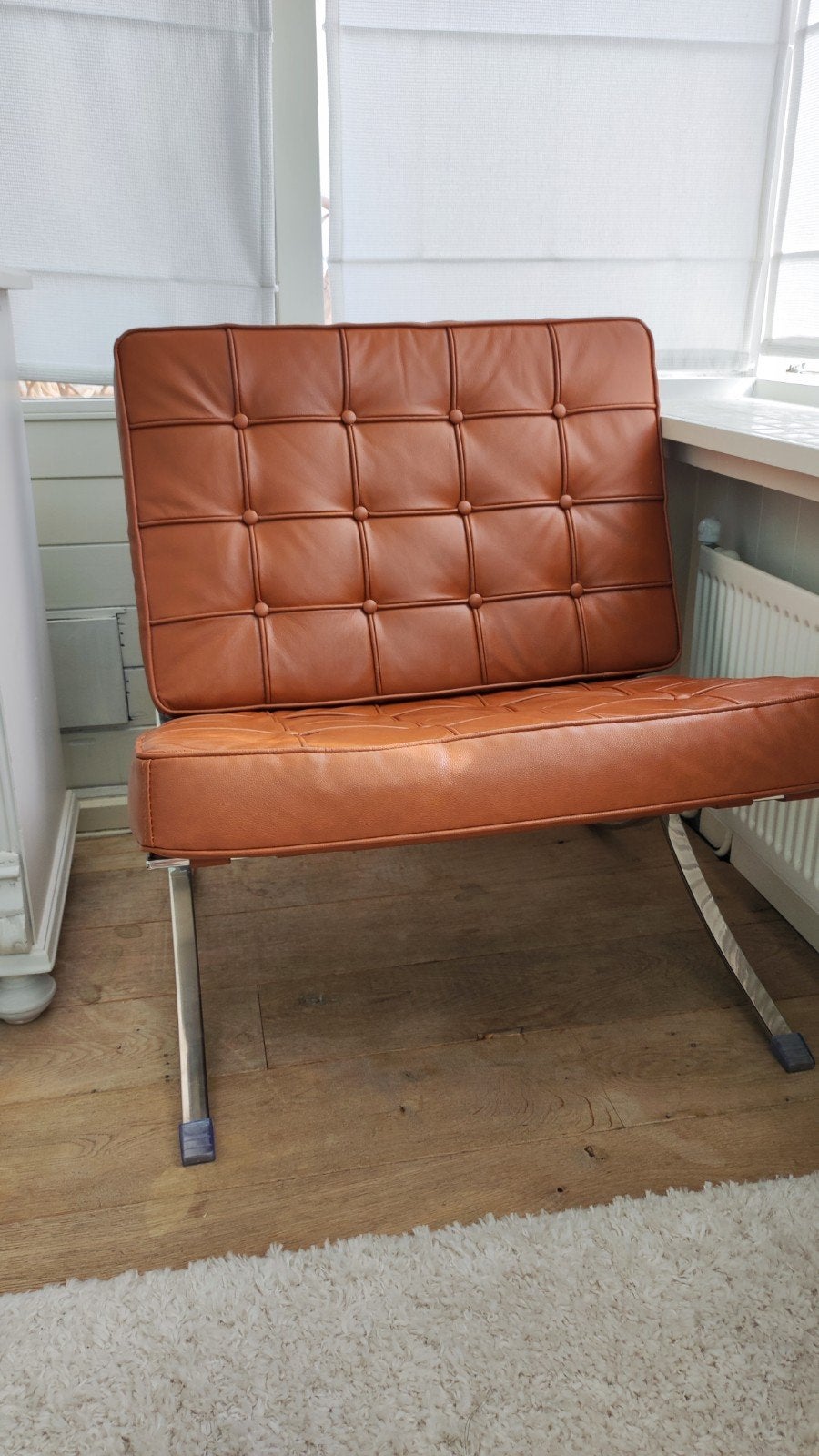Barcelona Chair replica cognac, Ophalen, Eenpersoons, 75 tot 100 cm, Zo goed als nieuw