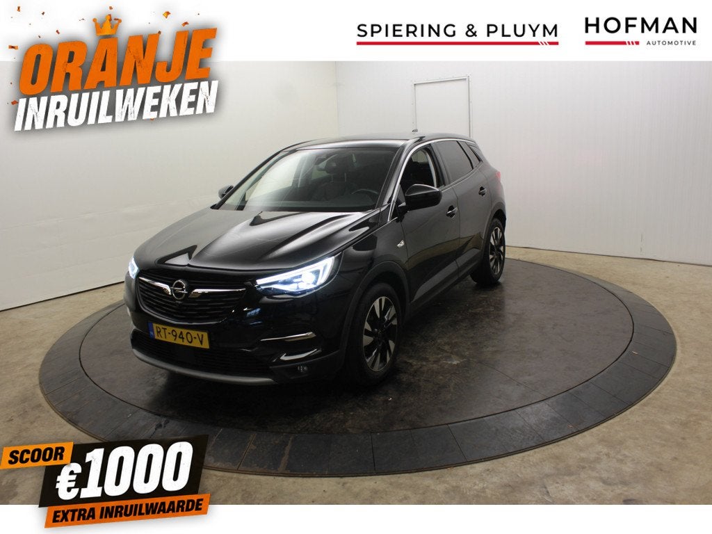 Opel Grandland X 1.2 Turbo Innovation Pano El AKlep Vol Lede, Gebruikt, 1199 cc, Met garantie (alle), Zwart