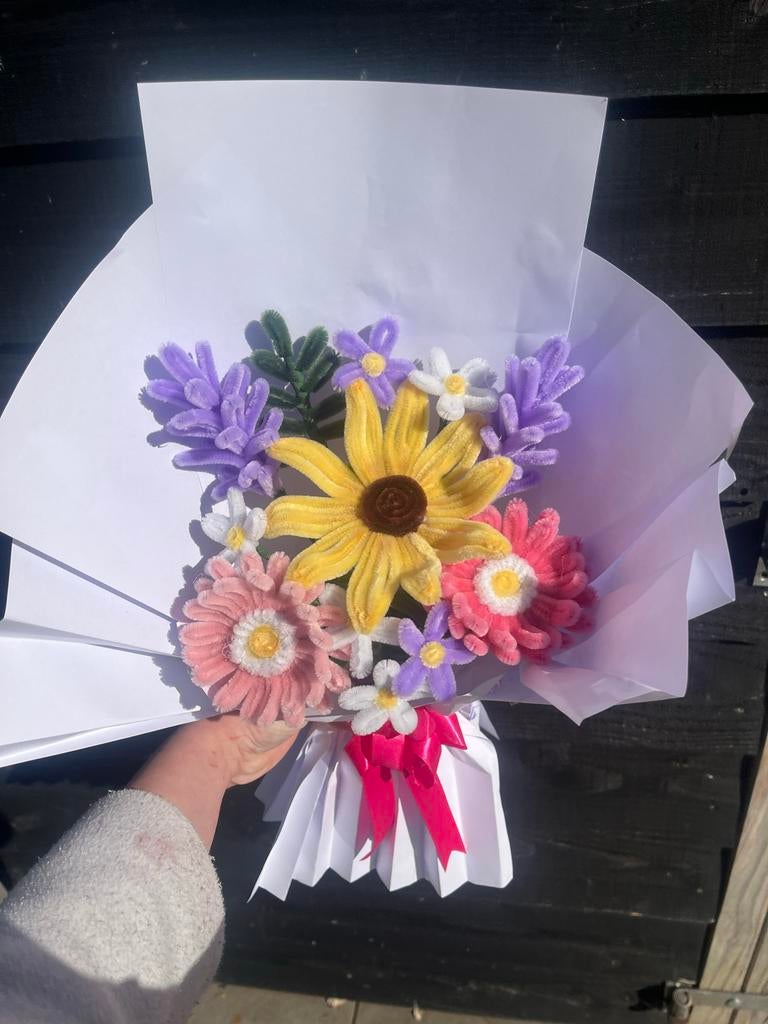 Bond Boeket van Chanilledraad bloemen, Ophalen, Handgemaakt, Textiel, Nieuw