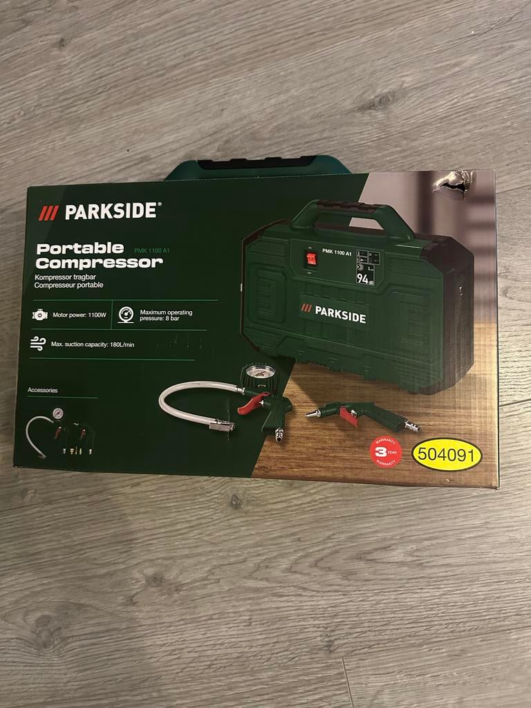 PARKSIDE Draagbare Compressor PMK 1100 A1 - Nieuw, Doe-het-zelf en Verbouw, Compressors, Verzenden, 6 tot 10 bar, Nieuw, Minder dan 200 liter/min
