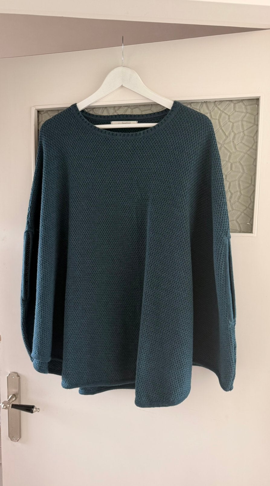 sibin linnebjerg poncho petrol, Ophalen of Verzenden, Zo goed als nieuw, Blauw