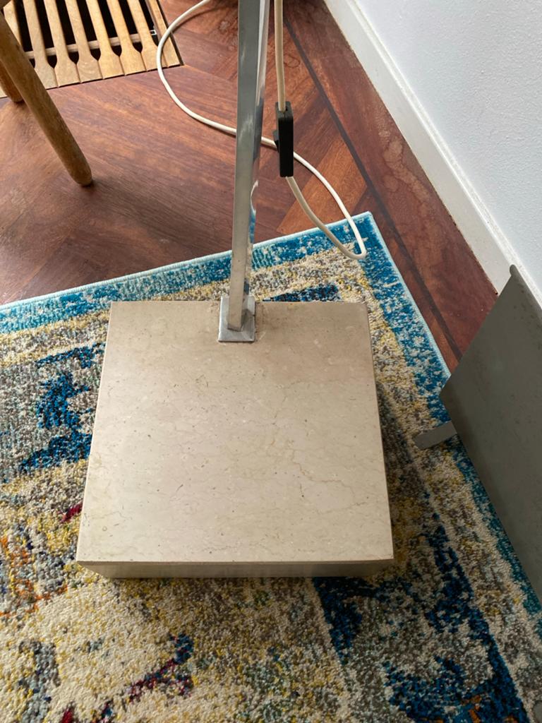 Vintage Booglamp met Marmeren voet en kunststof Bol, Ophalen, Gebruikt