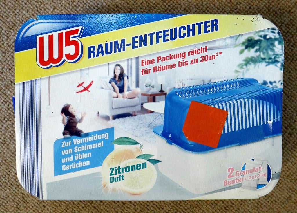 W5 vochtvreter luchtontvochtiger 2x 1,2kg citroen, Ophalen, Nieuw