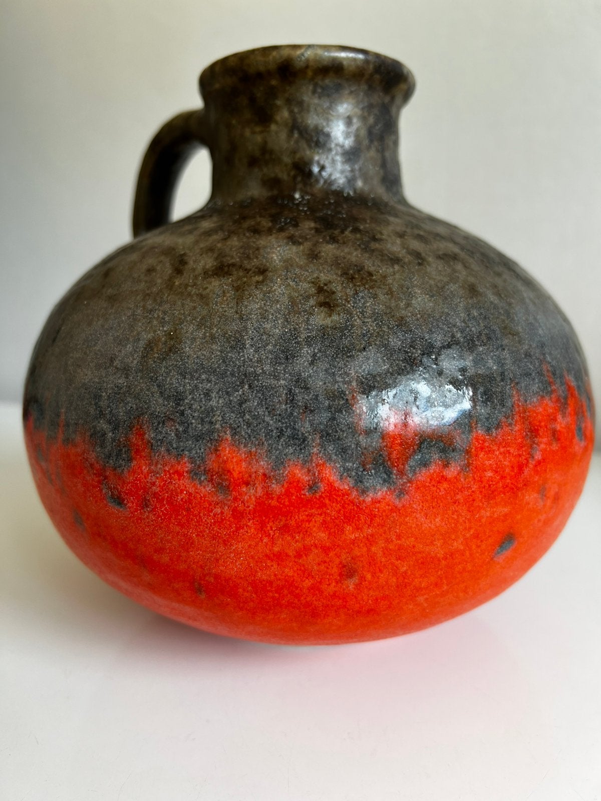 Vintage Grote JASBA Bol Oorvaas Oranje Fat Lava Ø18,5 70’s, Ophalen of Verzenden