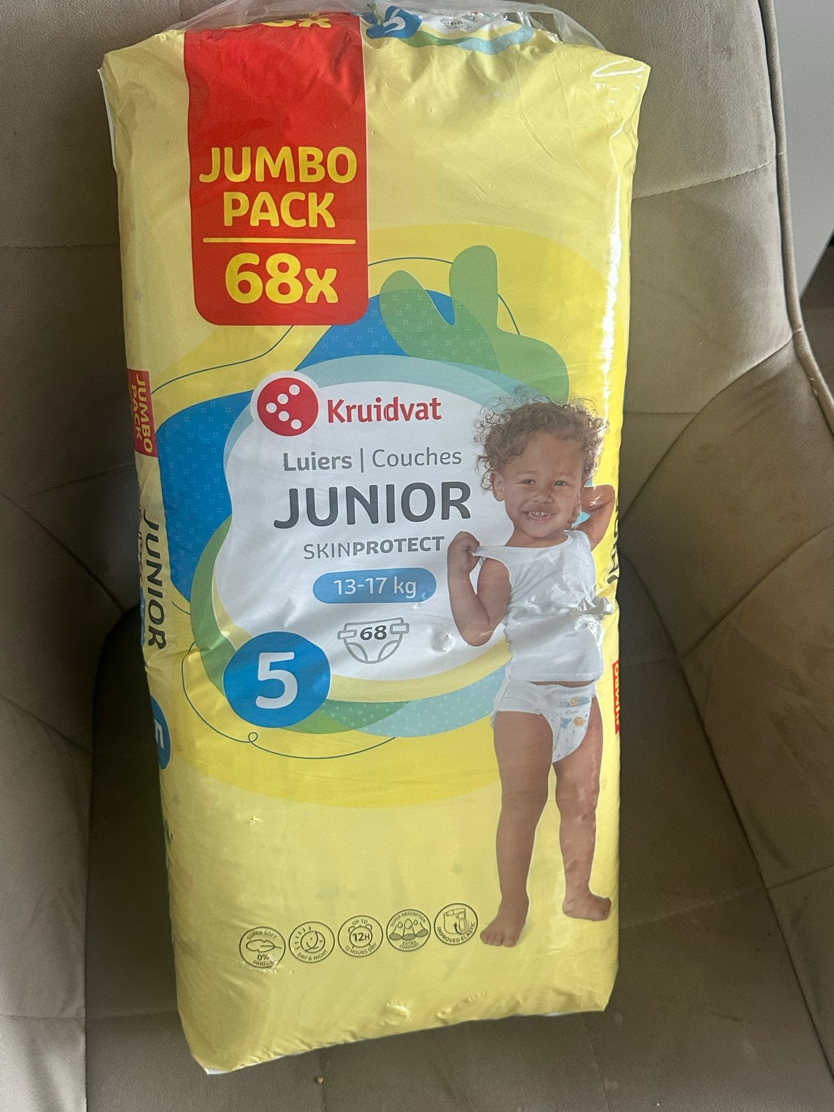 Kruidvat Junior Luiers Maat 5 (13-17 kg) - Jumbo Pack 68x, Kinderen en Baby's, Verzenden, Nieuw