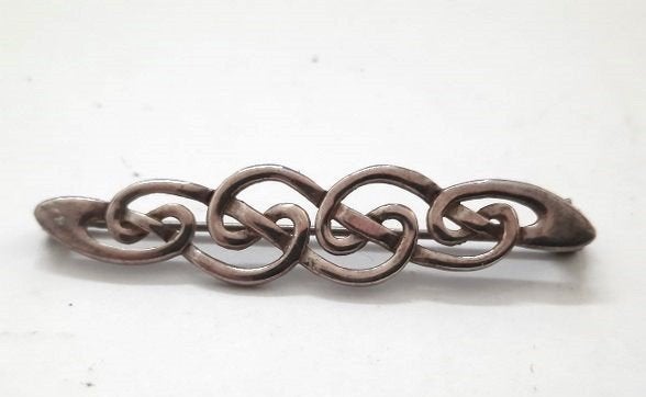Prachtige vintage zilveren Keltische Staafbroche – Knoopwerk, Ophalen, Zo goed als nieuw, Zilver, Zilver
