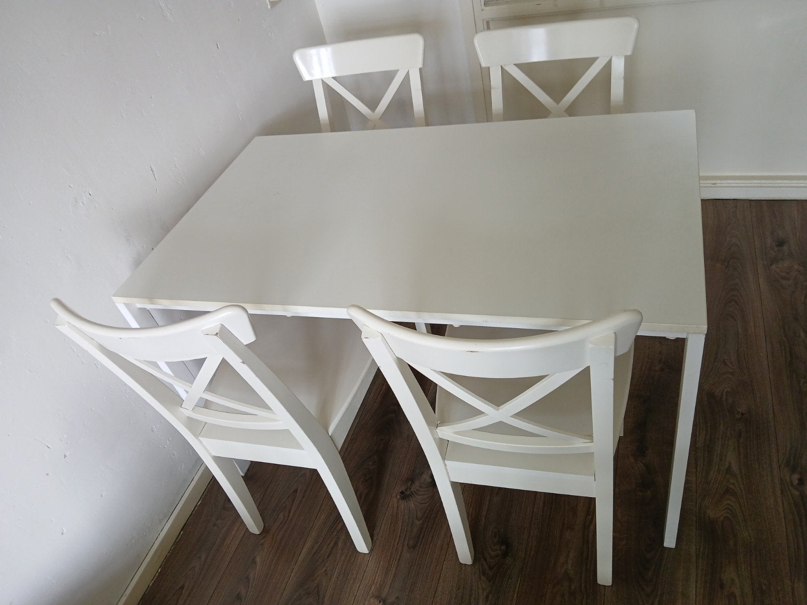Eettafel met stoelen, Ophalen, Overige materialen, Gebruikt, 100 tot 150 cm