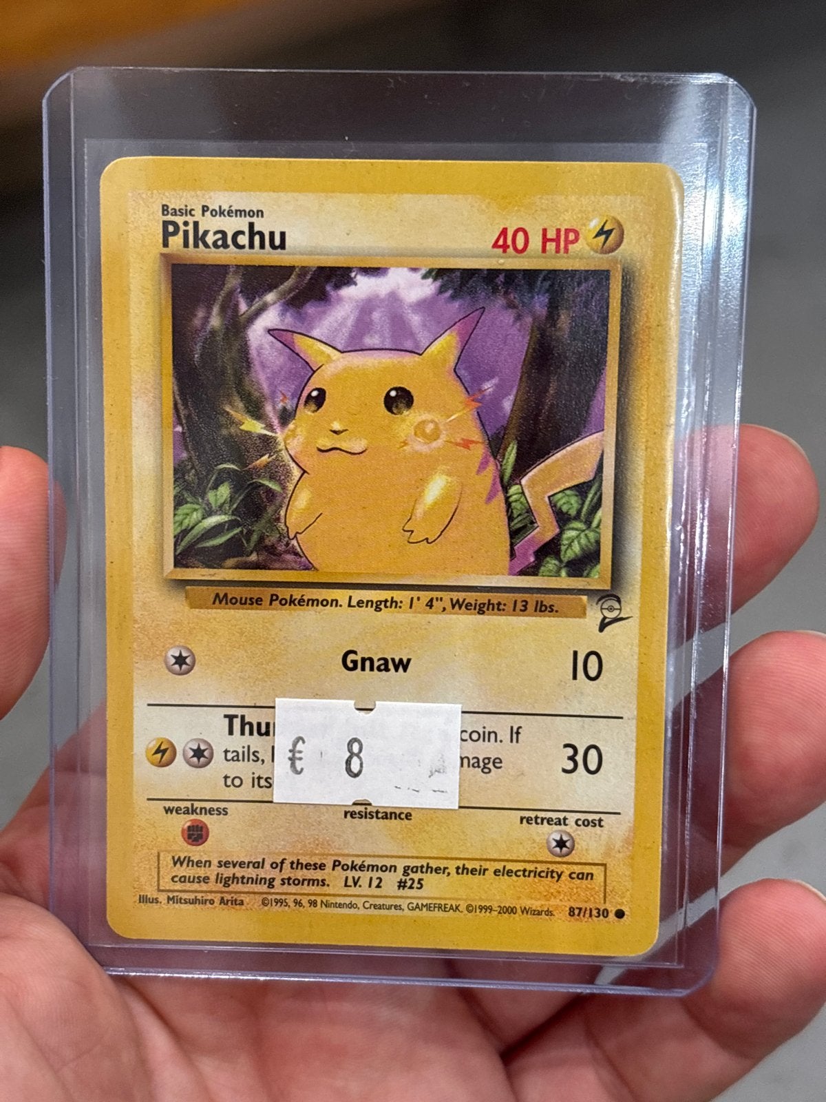 Pikachu Pokémon Kaart - Basis Set (87/130), Ophalen of Verzenden, Gebruikt, Losse kaart