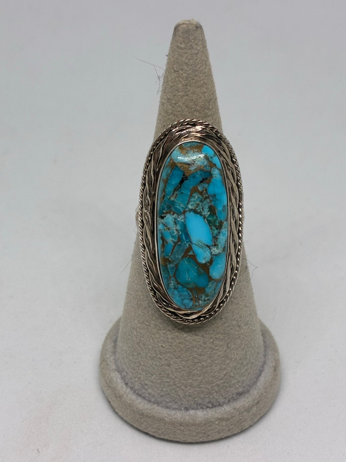 Zilveren 925 ring met turkoois steen, maat 19, Zilver en edelstenen, 19 tot 20, Ophalen of Verzenden, Zo goed als nieuw