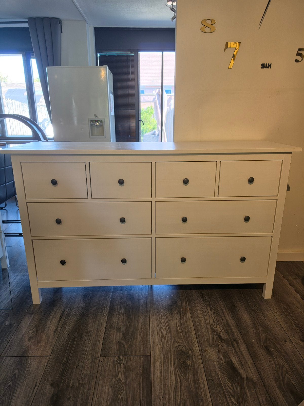ikea hemnes ladeskast wit gebeitst met 8 lades., Ophalen, 5 laden of meer, Zo goed als nieuw, Minder dan 100 cm
