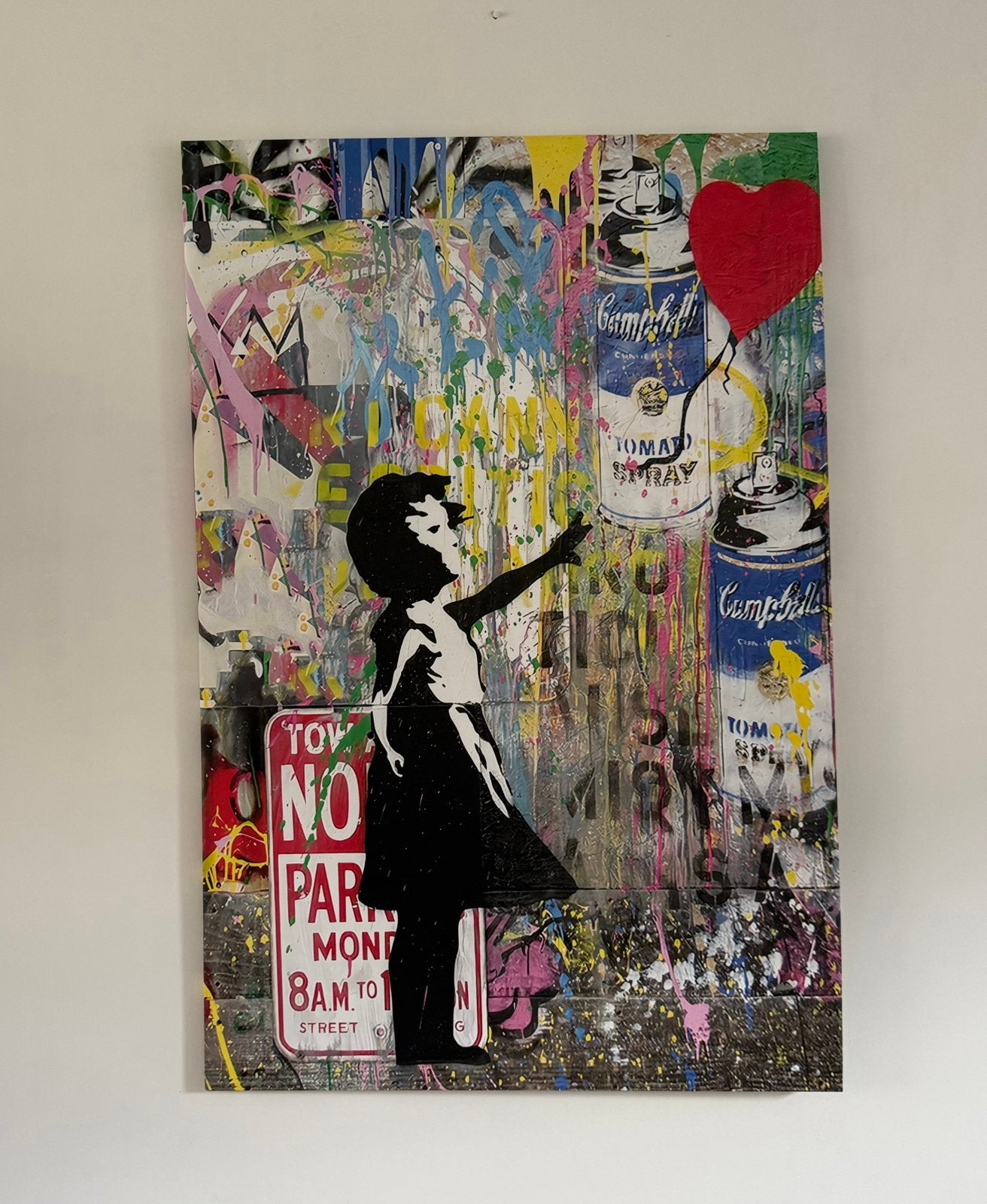 Canvas banksy balloon girl 100cm x 150cm, Antiek en Kunst, Ophalen