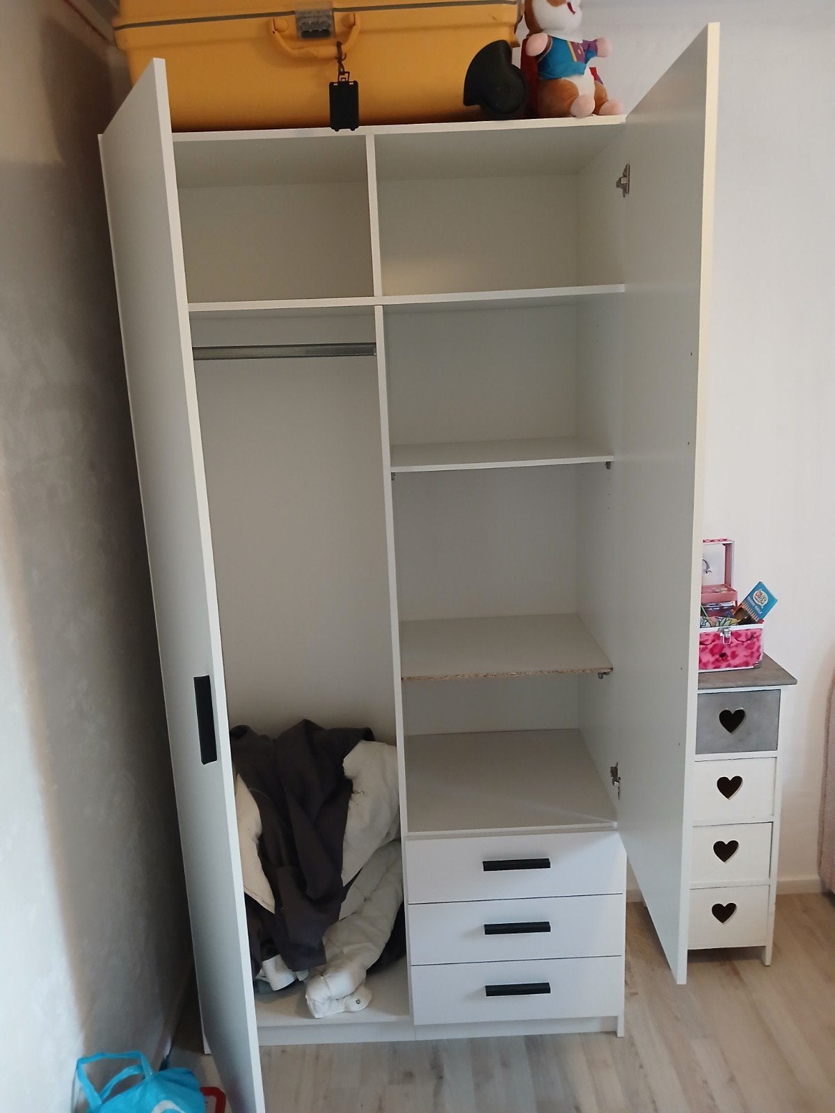 kinder kamer bed met opberging kast met laden en gordijnen, Gebruikt, 200 cm of meer, Ophalen of Verzenden, Met lade(s)