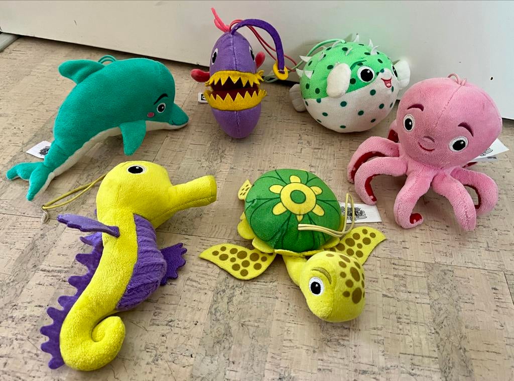 Set van 6 Lidl AquaMini's pluche knuffels - Zeedieren, Lidl, Overige karakters, Overige typen, Ophalen of Verzenden