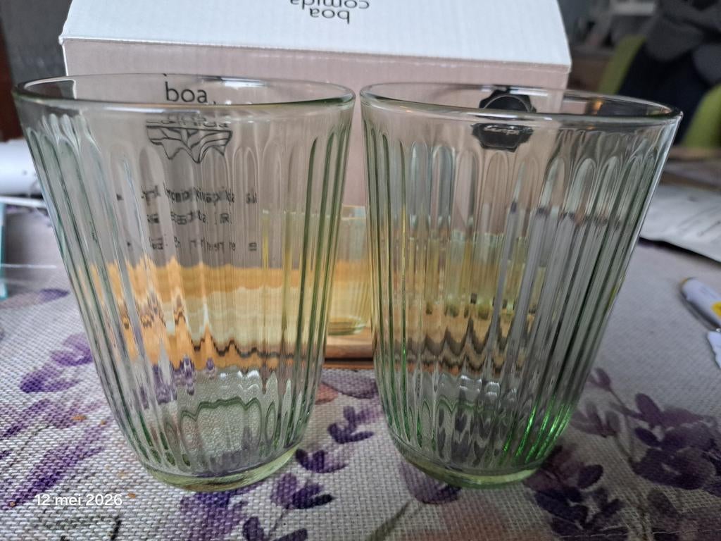 Boa Comida Longdrinkglazen set van 2 - Groen 395 ml, Nieuw, Ophalen of Verzenden, Overige merken, Groen