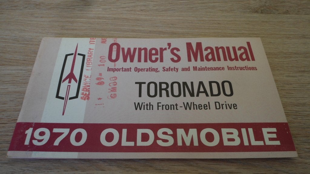 1970 Oldsmobile Toronado. 1st print, original Owner's Manual, Ophalen of Verzenden