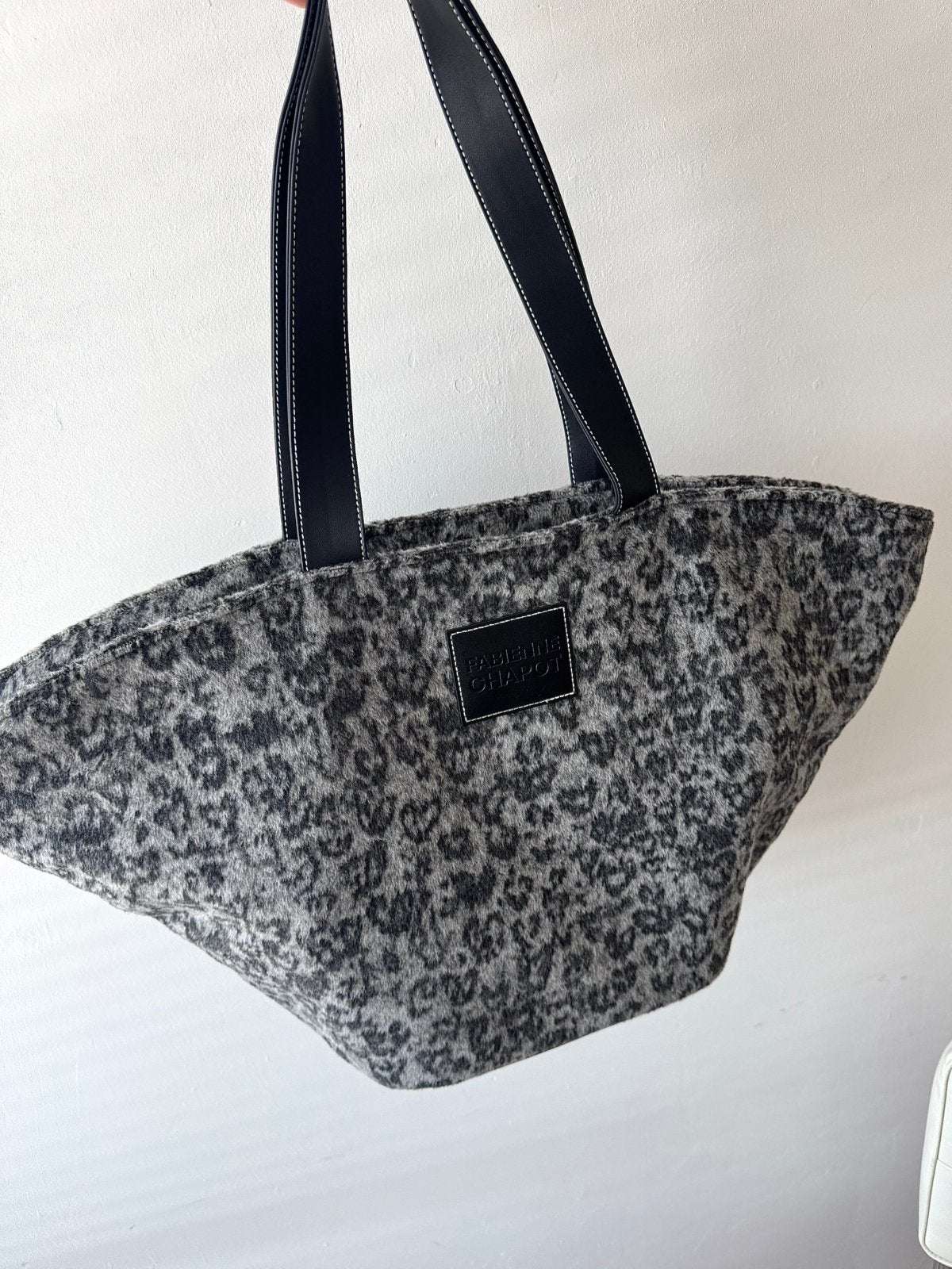 Fabienne Chapot shopper Nico met panterprint grijs, Verzenden, Nieuw, Grijs, Shopper
