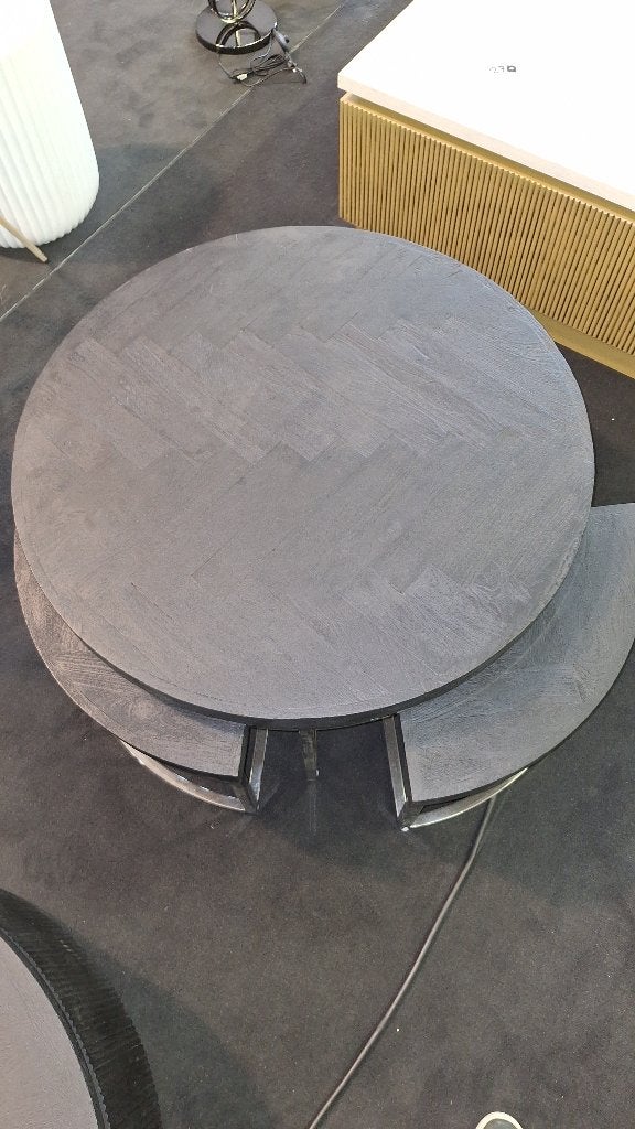 Salontafel visgraat 5delig, Ophalen, 50 – 75, 100 tot 150 cm, Rond