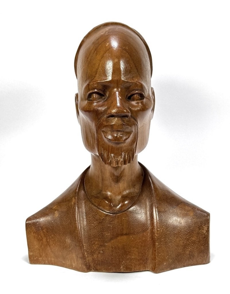 889. Houten beeld - buste man, Afrika, 20e eeuw, Buste, Ophalen of Verzenden, Hout, Afrika