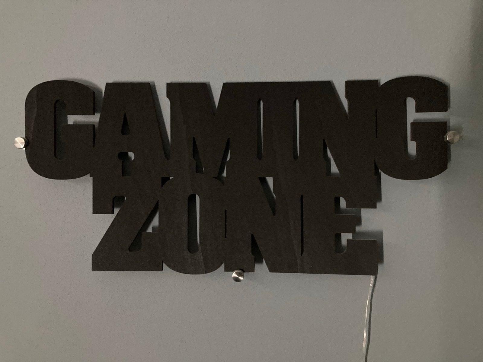 Gaming Zone LED-wanddecoratie met afstandsbediening, Ophalen, Hout, Zwart, Zo goed als nieuw