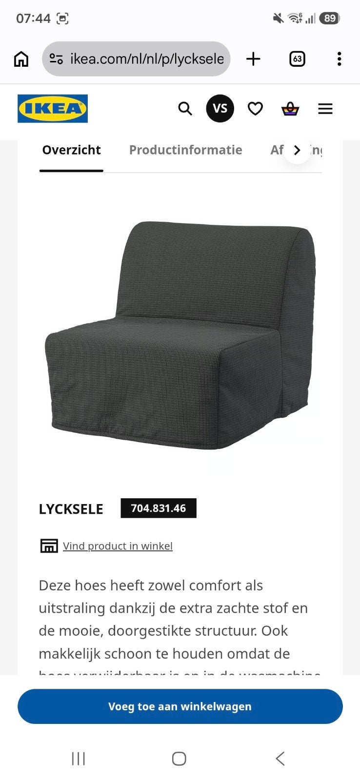 IKEA LYCKSELE Slaapfauteuil - Zo goed als nieuw, Huis en Inrichting, Slaapkamer | Slaapbanken, Ophalen, Zo goed als nieuw, Eenpersoons