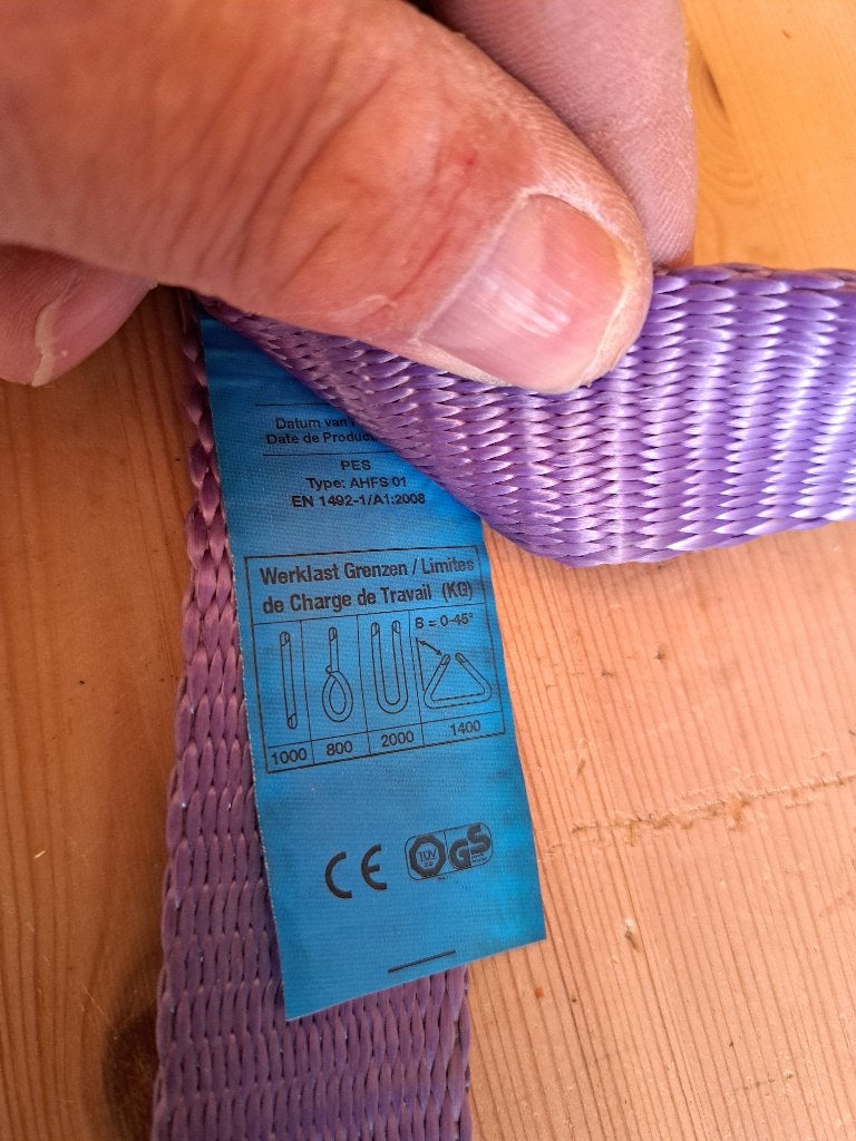 Hefband 2000 kg - Paars hijsband, Ophalen of Verzenden, Zo goed als nieuw, Handmatig