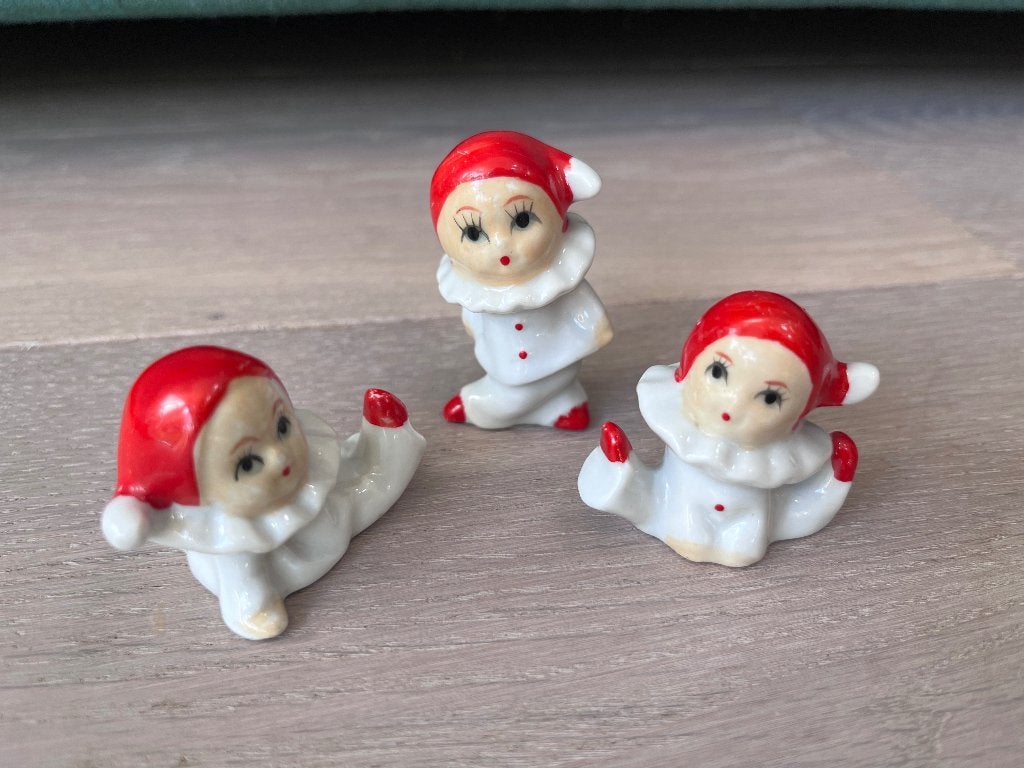 Beeldjes pierrots clowntjes vintage jaren ‘60 - ‘70, Verzamelen, Verzenden, Gebruikt, Mens
