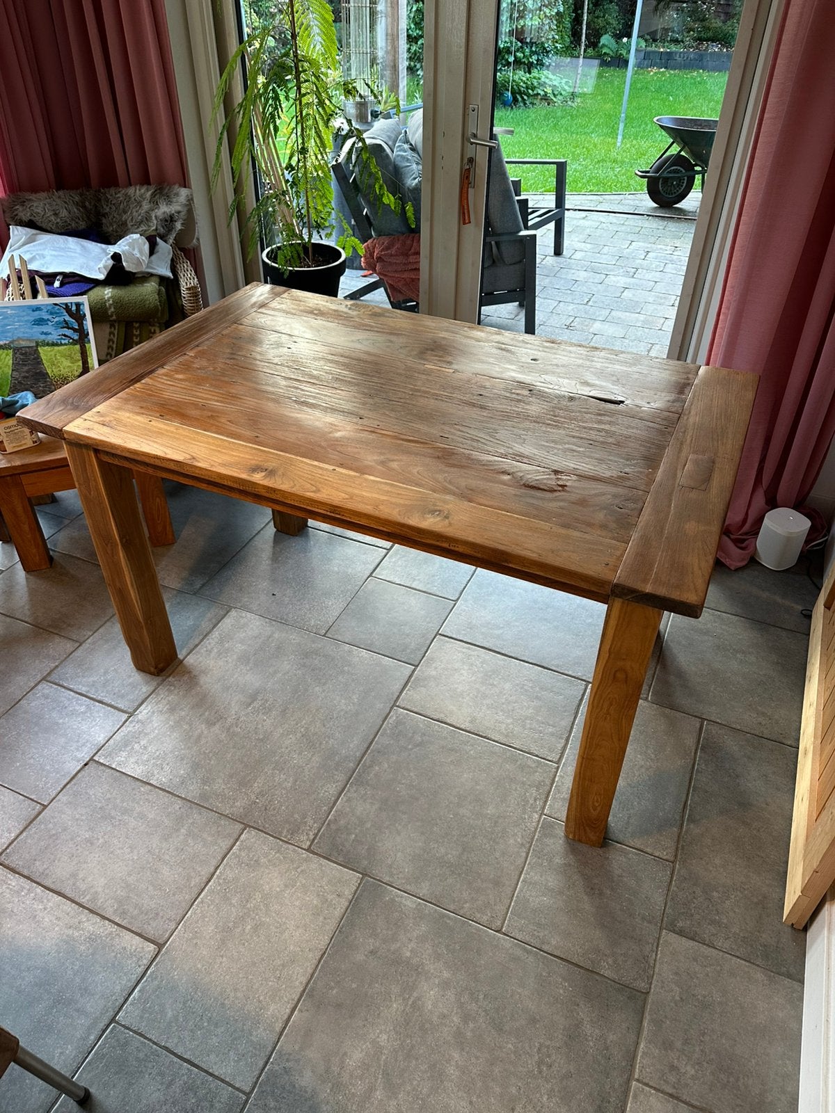 Tafel - Massief Eikenhout, Huis en Inrichting, 100 tot 150 cm, Eikenhout, Zo goed als nieuw, Rechthoekig
