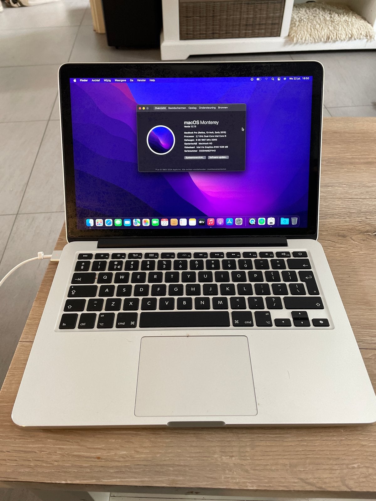 MacBook Pro (Retina, 13-inch, Early 2015) met schermvlekken, MacBook Pro, Gebruikt, 2 tot 3 Ghz, Qwerty
