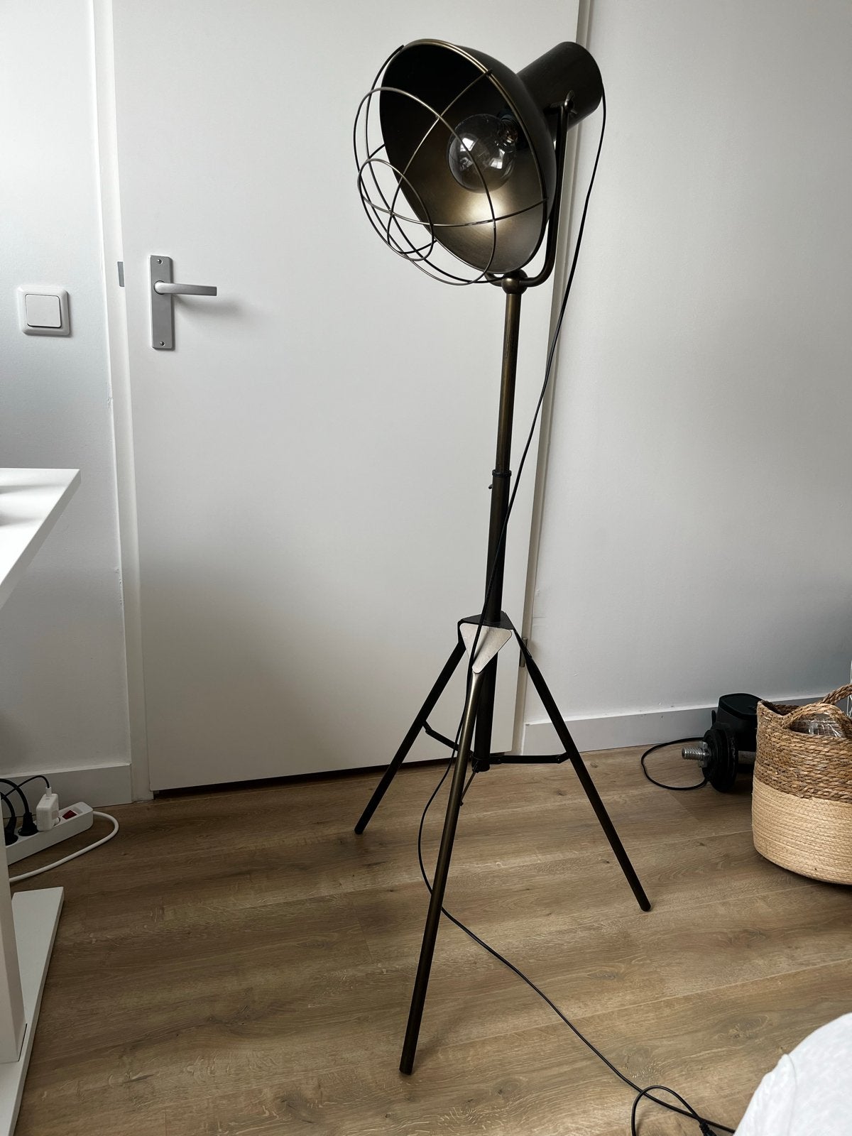Industriële Vloerlamp met Statief - Studio Stijl, Ophalen of Verzenden, Gebruikt, Metaal, 150 tot 200 cm