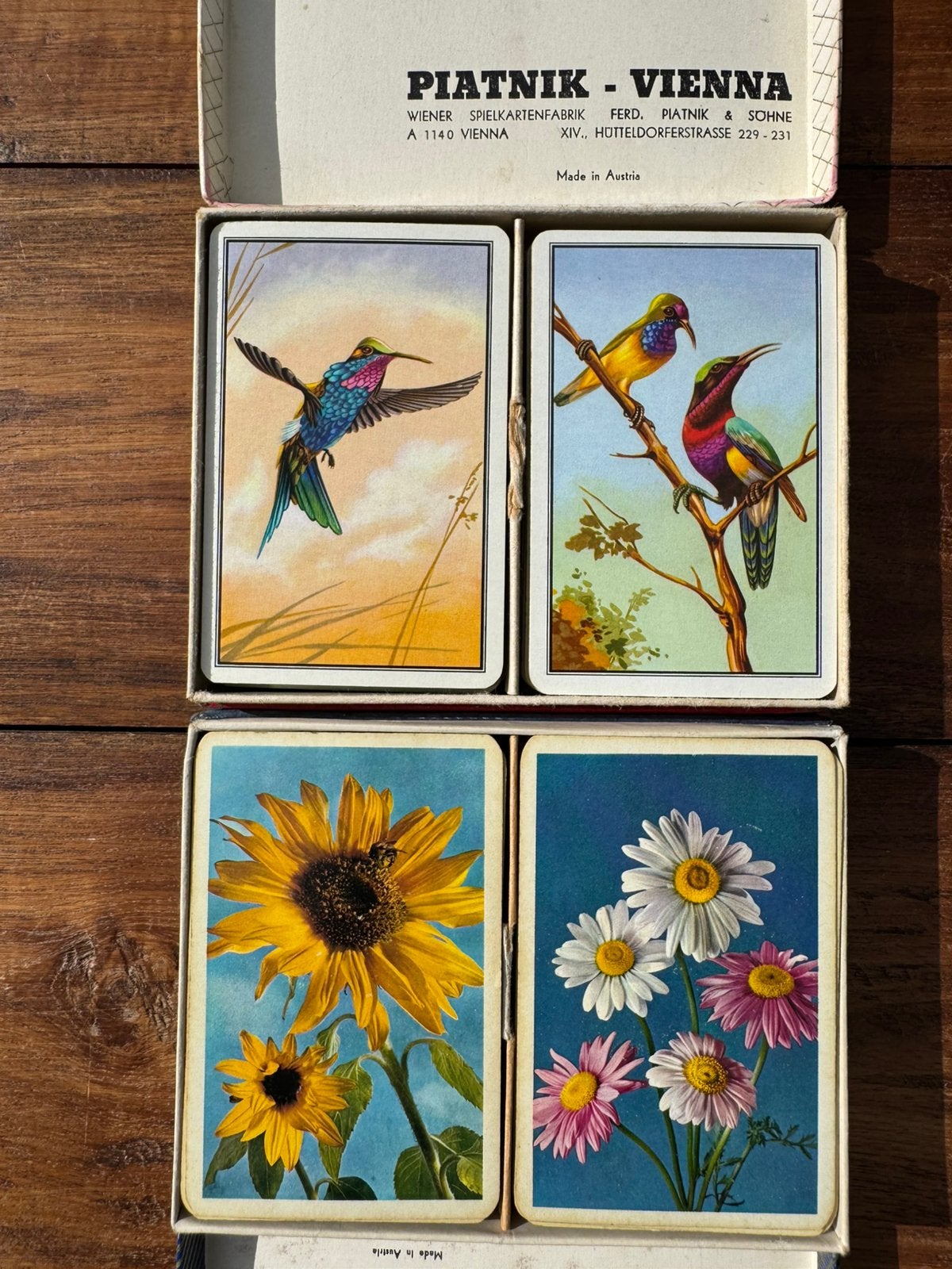 Vintage Speelkaarten Piatnik Kolibri + Bloemen 100% Compleet, Ophalen of Verzenden, Gebruikt, Speelkaart(en)