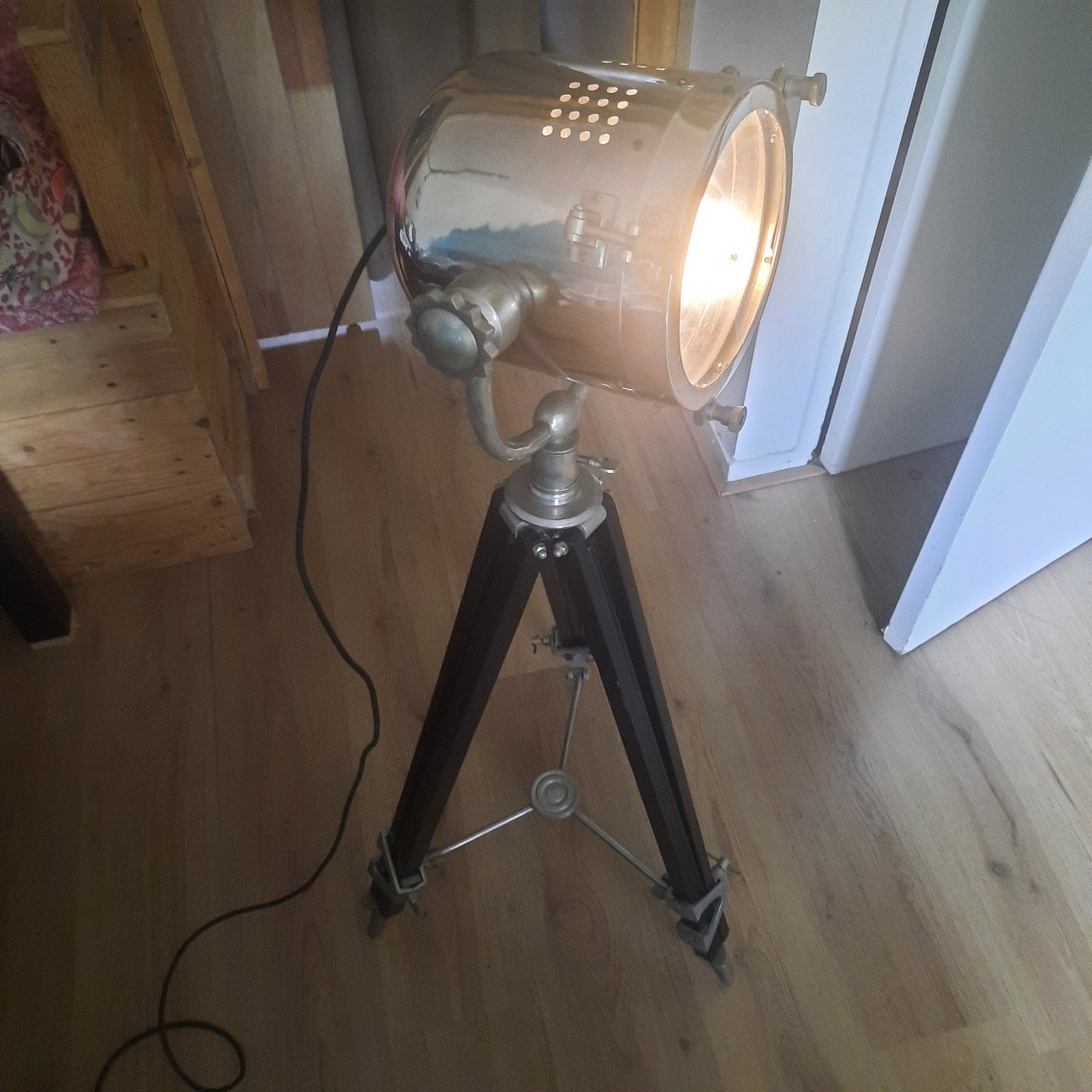 Vintage Studio Spotlamp op Statief - Industriële Stijl, Ophalen, Gebruikt, Industrieel, Vintage, Studio, 100 tot 150 cm