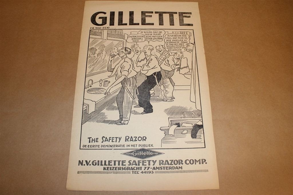 Originele advertentie/affiche - Gillette - 1928 !!, Ophalen of Verzenden, Gebruikt, Overige typen