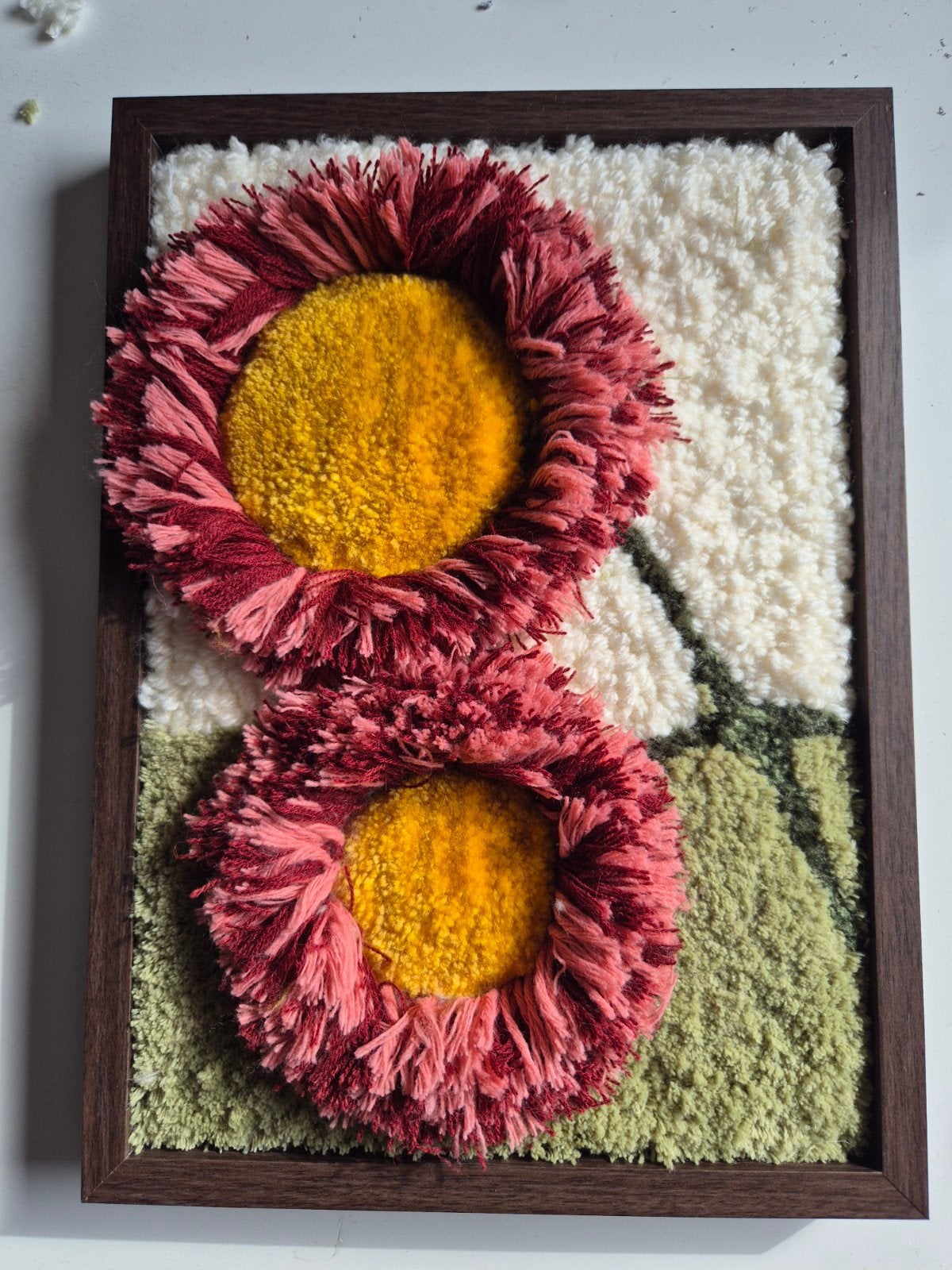 Handgemaakt Tuftwerk Wandkleed 21x30 cm- Bloemen, Meerkleurig, Nieuw, Ophalen of Verzenden, Handgemaakt