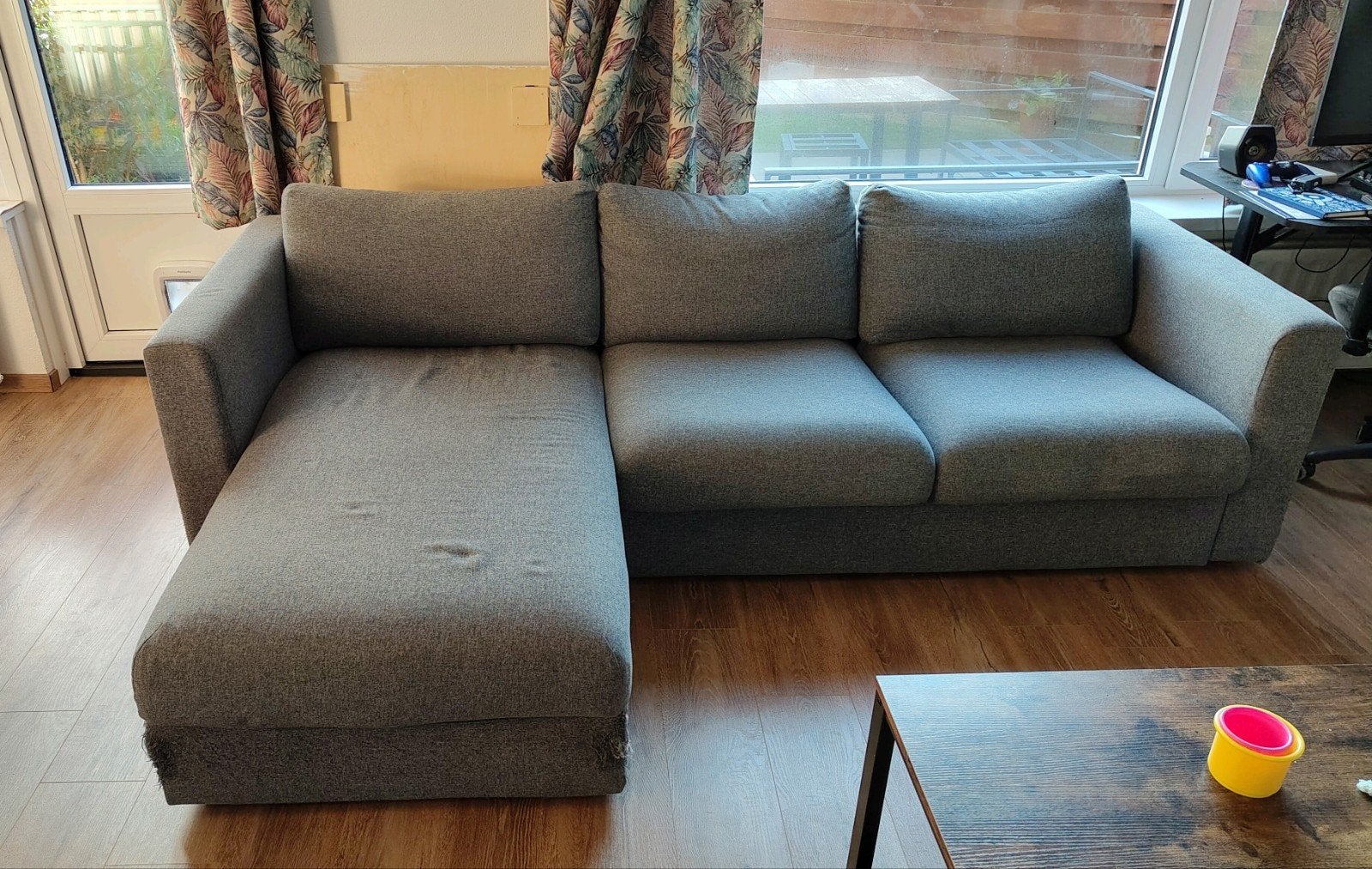 Grijze IKEA Vimle 3-zits bank met chaise longue, Ophalen, Gebruikt