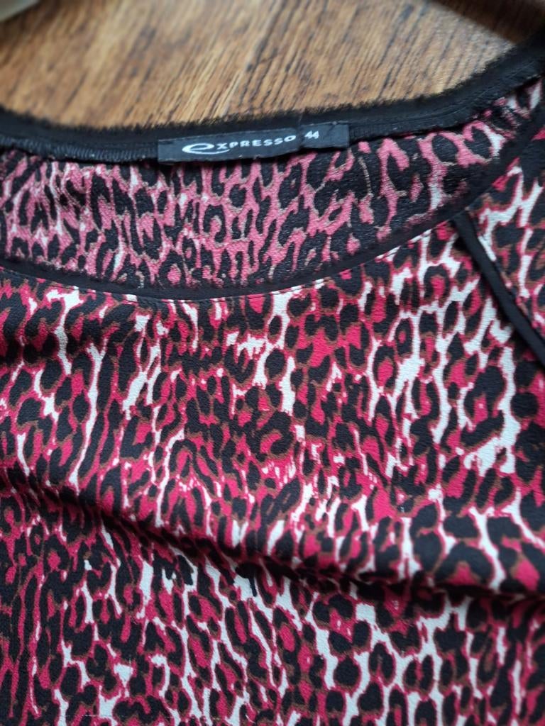 Expresso panterprint blouse met shawl, rood/zwart/wit, Ophalen of Verzenden