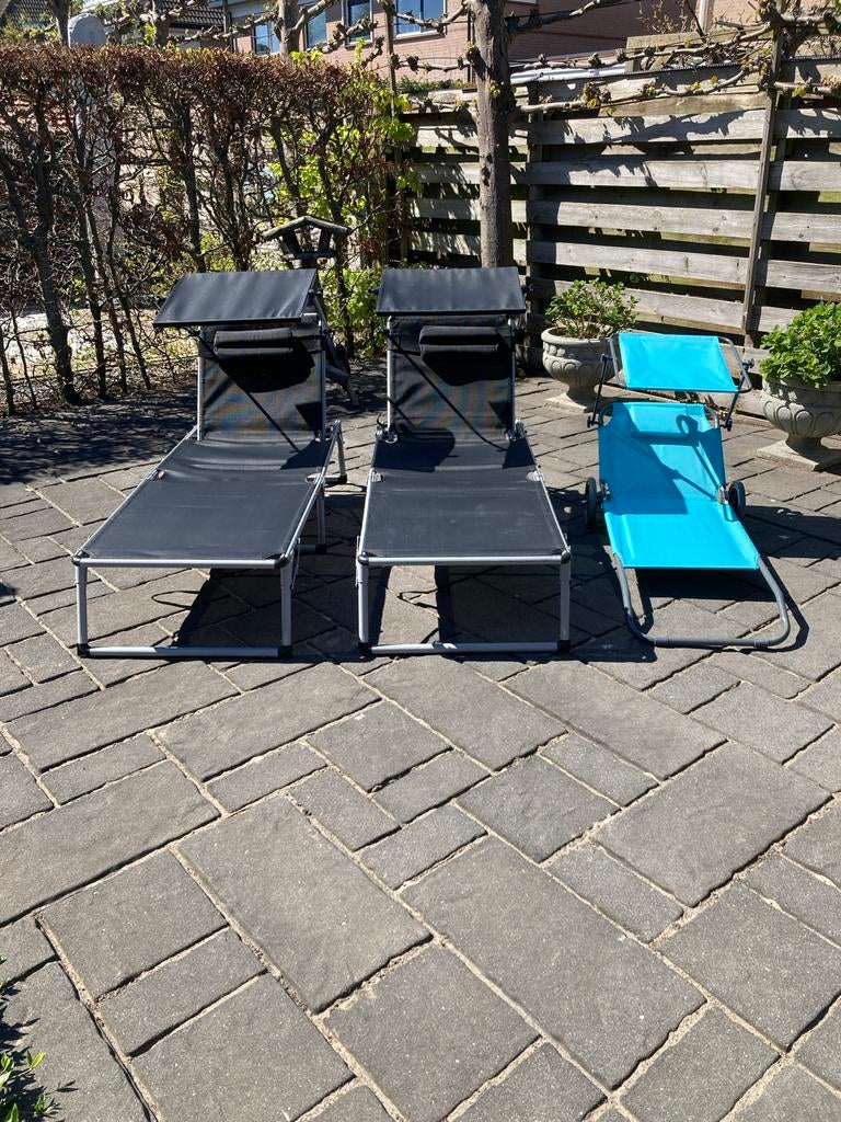Strand ligbedden  € 40,00 per stuk, Ophalen, Zo goed als nieuw, Aluminium, Verstelbaar