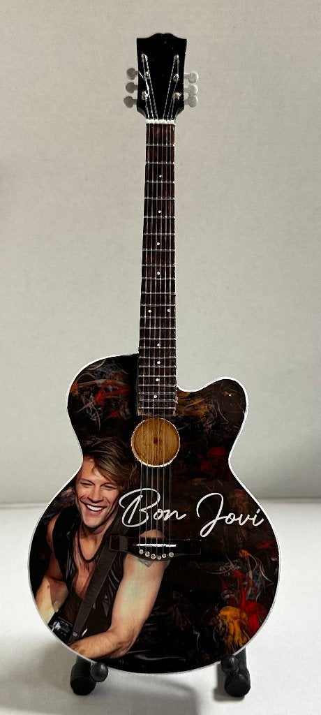 Bon Jovi foto kleur miniatuur gitaar 25cm mini guitar deco, Info@deconoord.nl, Deco Noord, Nieuw, Ophalen of Verzenden