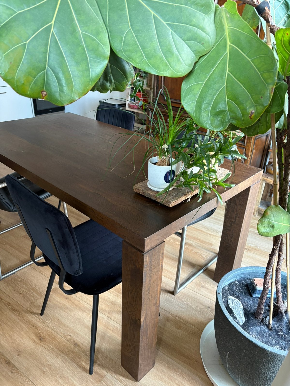 Houten eettafel, Huis en Inrichting, Tafels | Eettafels, Ophalen, 50 tot 100 cm, Zo goed als nieuw, 150 tot 200 cm
