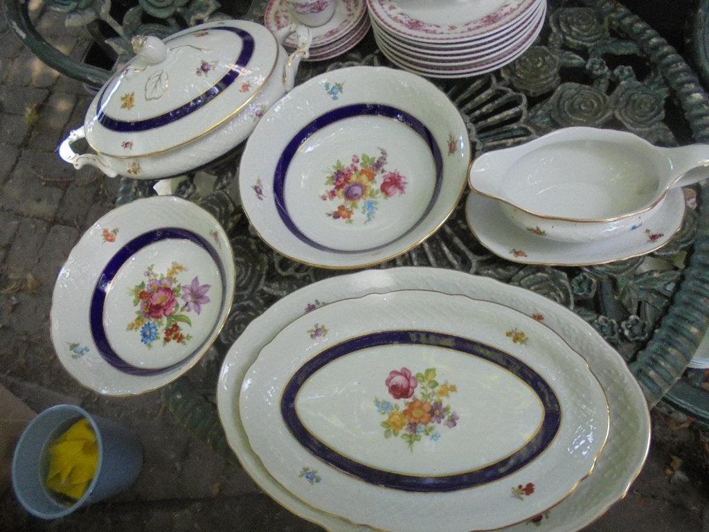 Div. Schalen Schumann Arzberg echt Cobalt bloemboeket / roos, Ophalen of Verzenden
