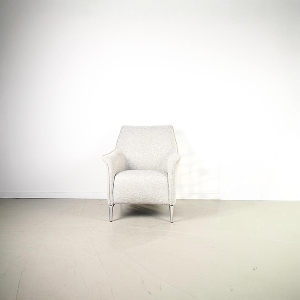 1x Leolux Mayuro Fauteuil Grijs Stof Gemêleerd – Chroom, Huis en Inrichting, Fauteuils, Niet ingevuld, Minder dan 75 cm, Niet ingevuld