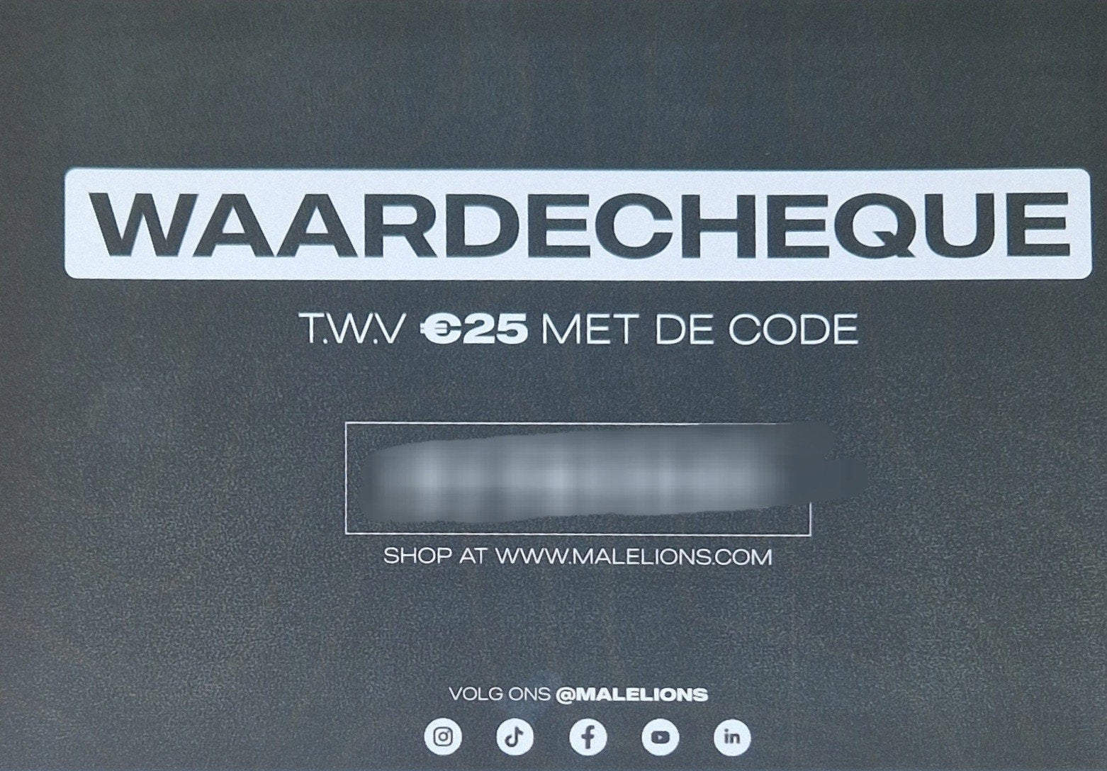 Malelions Waardebon €25, Malelions, Nieuw, Overige maten, Ophalen of Verzenden