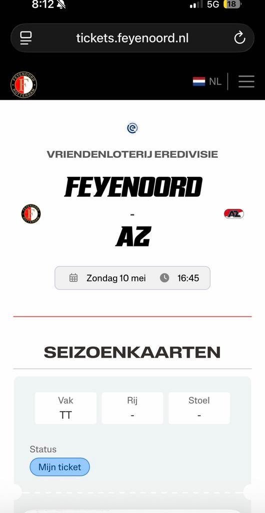 Feyenoord - az ticket vak tt gele zijde, Eén persoon